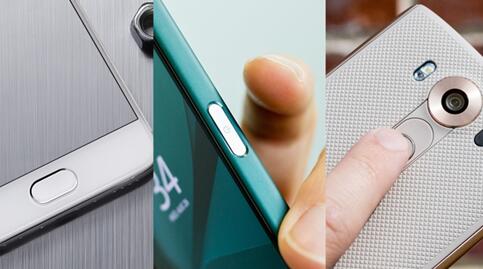 智能手机指纹识别传感器的三种位置：正面、侧面、背面
