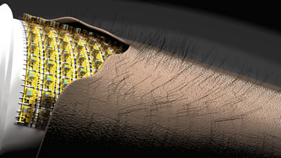 人造电子皮肤（e-skin）：3D集成磁传感器阵列可以感知人造皮肤上毛发的运动