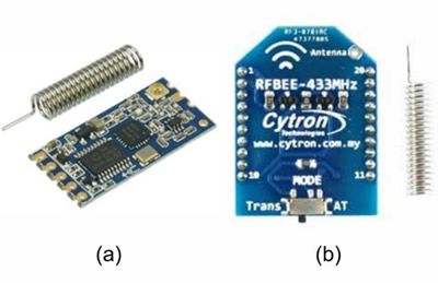 aװڷģе433 MHz v1.1Ƶշģ飻bװڽģеRFBee 433 MHz UARTģ飨1km