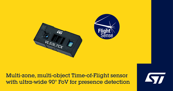 意法半导体推出具有相机式视场的多区域ToF测距传感器VL53L7CX