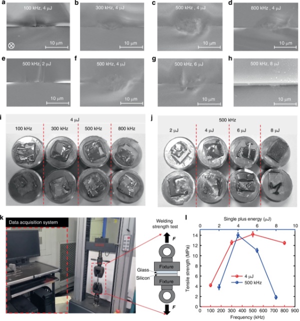 超快激光焊接截面及焊接强度测试