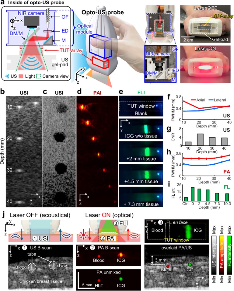 基于透明超声换能器阵列的三模态成像系统及其性能基准测试