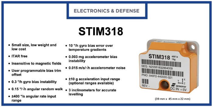 ��Senonor MEMS���Բ�����Ԫ��IMU��STIM318��Ʒ������