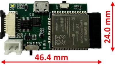 相关模块集成在PCB上的俯视图及尺寸标注,该结构在图3的控制模块中亦有呈现。