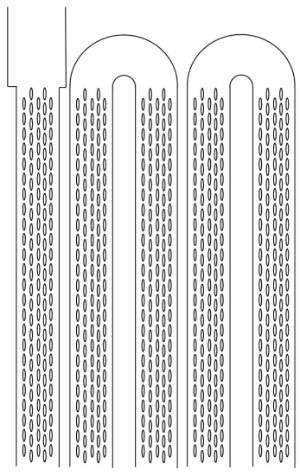 蛇形半填充式气相色谱柱中呈交错排列的椭圆形微柱结构