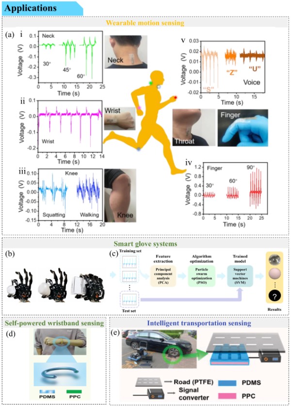 类皮肤摩擦电纳米发电机的典型应用